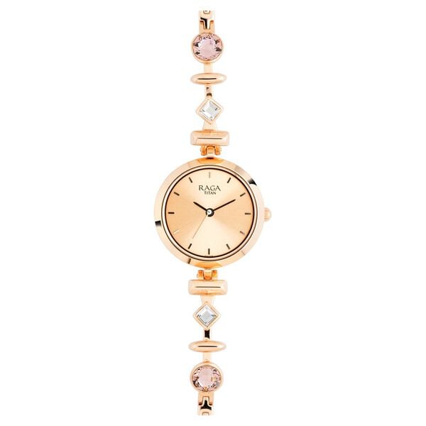 Titan Raga Facets Women's Watch Analog Rose Gold Dial with Stainless Steel Band, 2606WM06