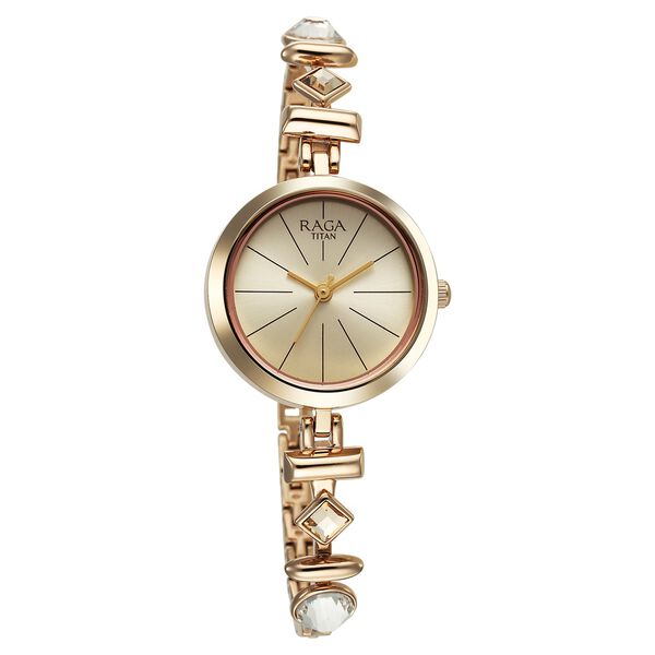 Titan Raga Viva Women's Watch Analog Champagne Dial With Rose Gold Stainless Steel  Band, 2606WM12