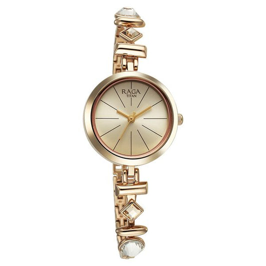 Titan, Men's, Analog Watch, Gold Dial, with Stainless Steel Band, TI-2606WM12