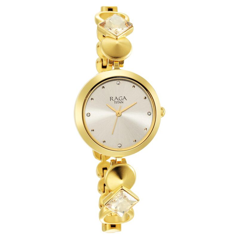 Titan Raga Love All Women's Watch Analog Champagne Dial With Gold Metal Band, 2606YM08