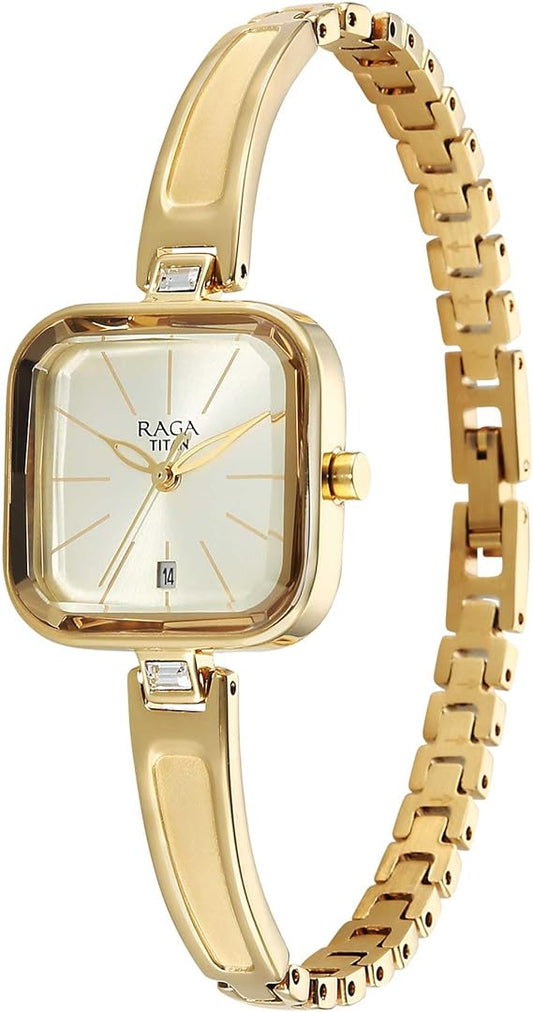 Titan, Men's, Analog Watch, Gold Dial, TI-2607YM01