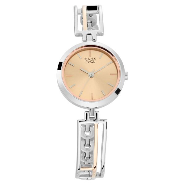 Titan Raga Viva Women's Watch Analog Rose Gold Dial With Rose Silver Band, 2622KM01