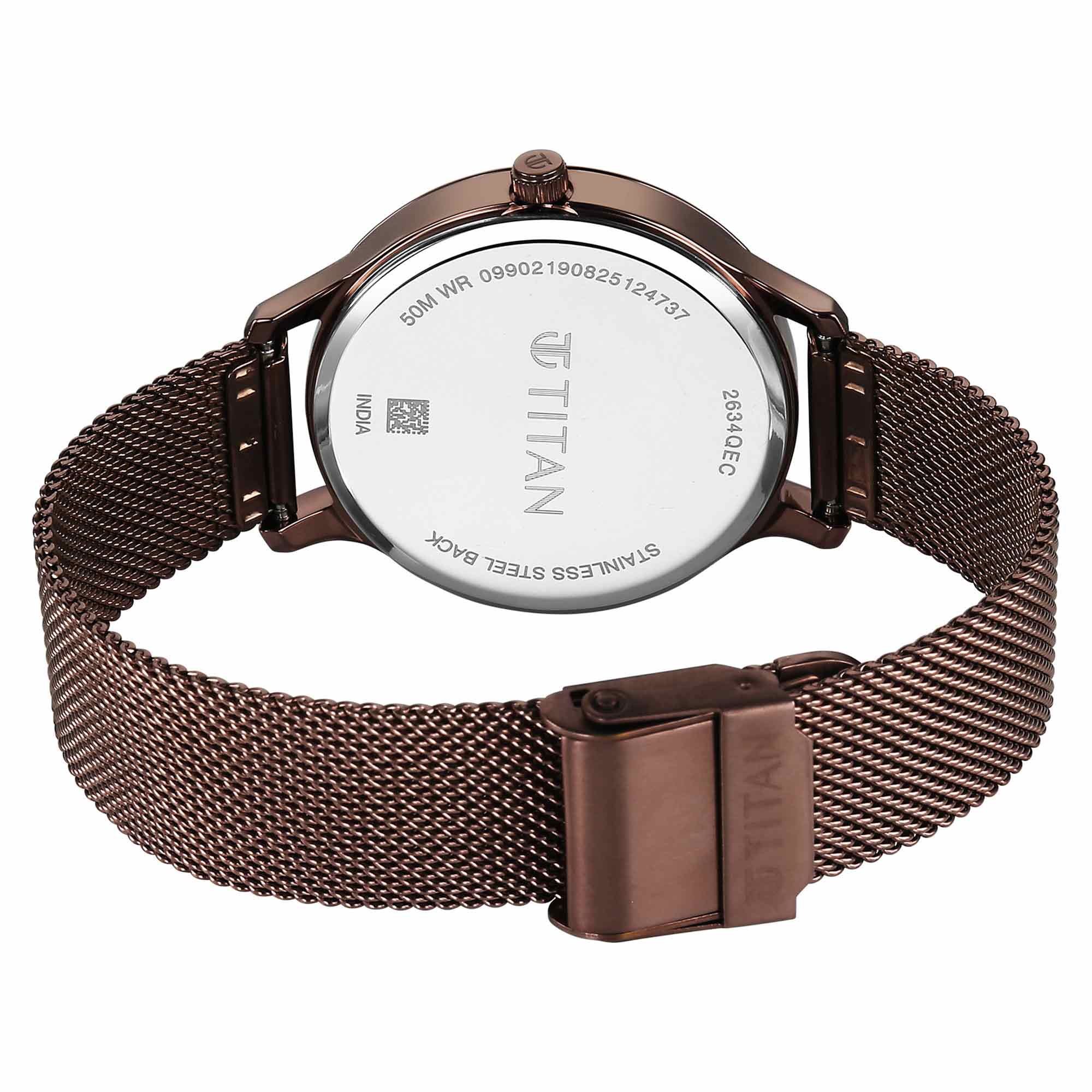 Titan, Men's, Analog Watch, Brown Dial, with Stainless Steel Band, TI-2634QM03