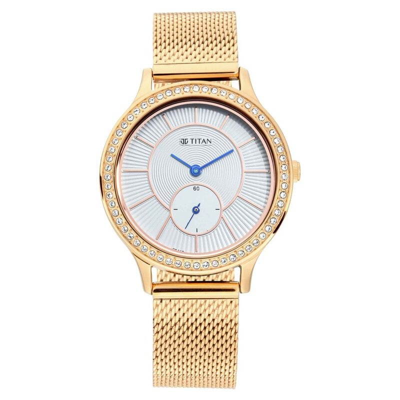 Titan Sparkle Women's Watch Analog Rose Gold Dial With Rose Gold Metal Band, 2634WM01