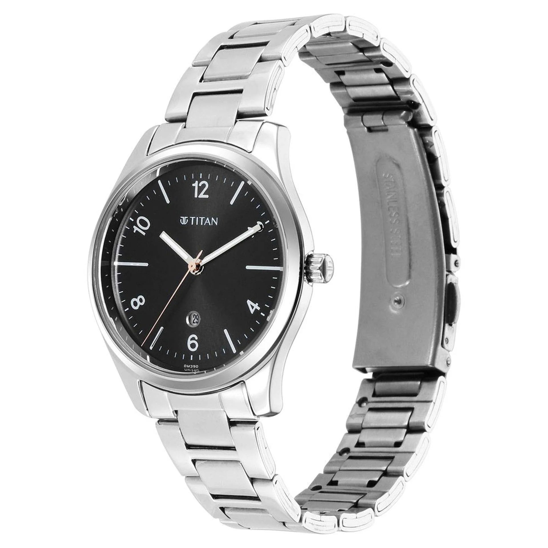 Titan Trendsetters Women's Watch  Analog Black Dial Stainless Steel Strap, 2639SM08