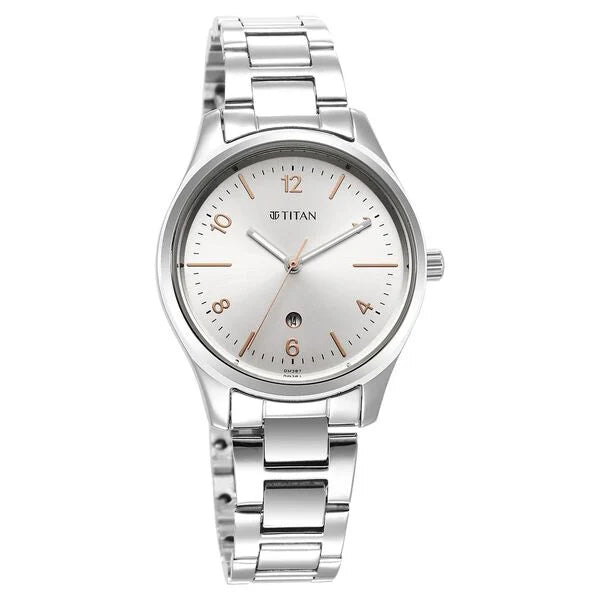 Titan Workwear Women's Watch Analog Silver Dial With Silver Stainless Steel  Band, 2639SM09