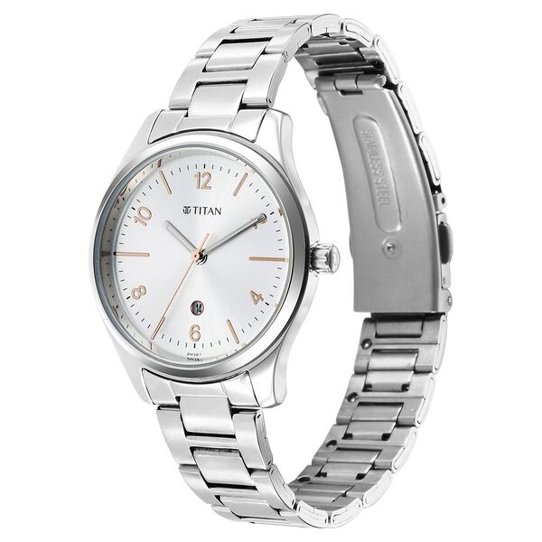 Titan Workwear Women's Watch Analog Silver Dial With Silver Stainless Steel  Band, 2639SM09