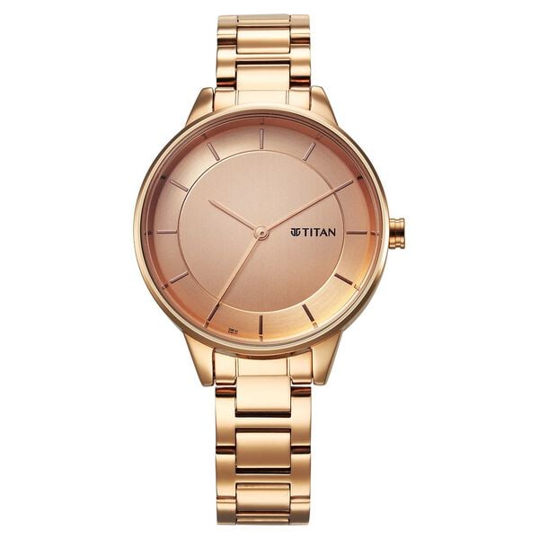 Titan TI-2649WM06 gold dial unisex watch