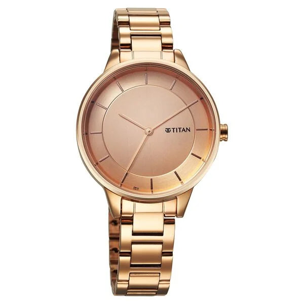 Titan Women's Watch Analog Rose Gold Dial & Stainless Steel Band, 2648WM06