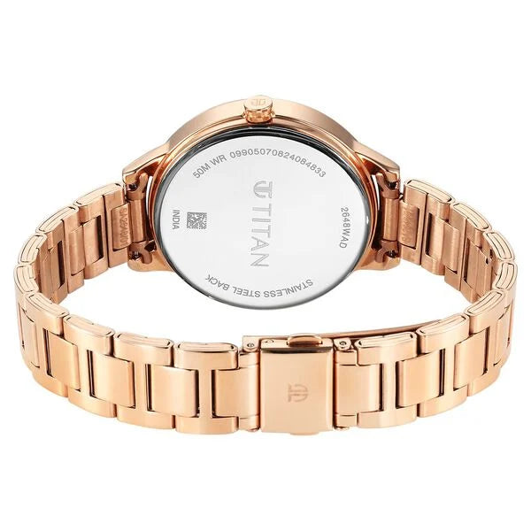 Titan Women's Watch Analog Rose Gold Dial & Stainless Steel Band, 2648WM06