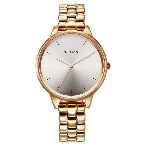 Titan Women's Analog Watch Grey Dial With Rose Gold Stainless Steel Strap , 2648WM10