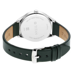 Titan  Women's Watch White Dial Green Leather Strap Watch,2649SL01