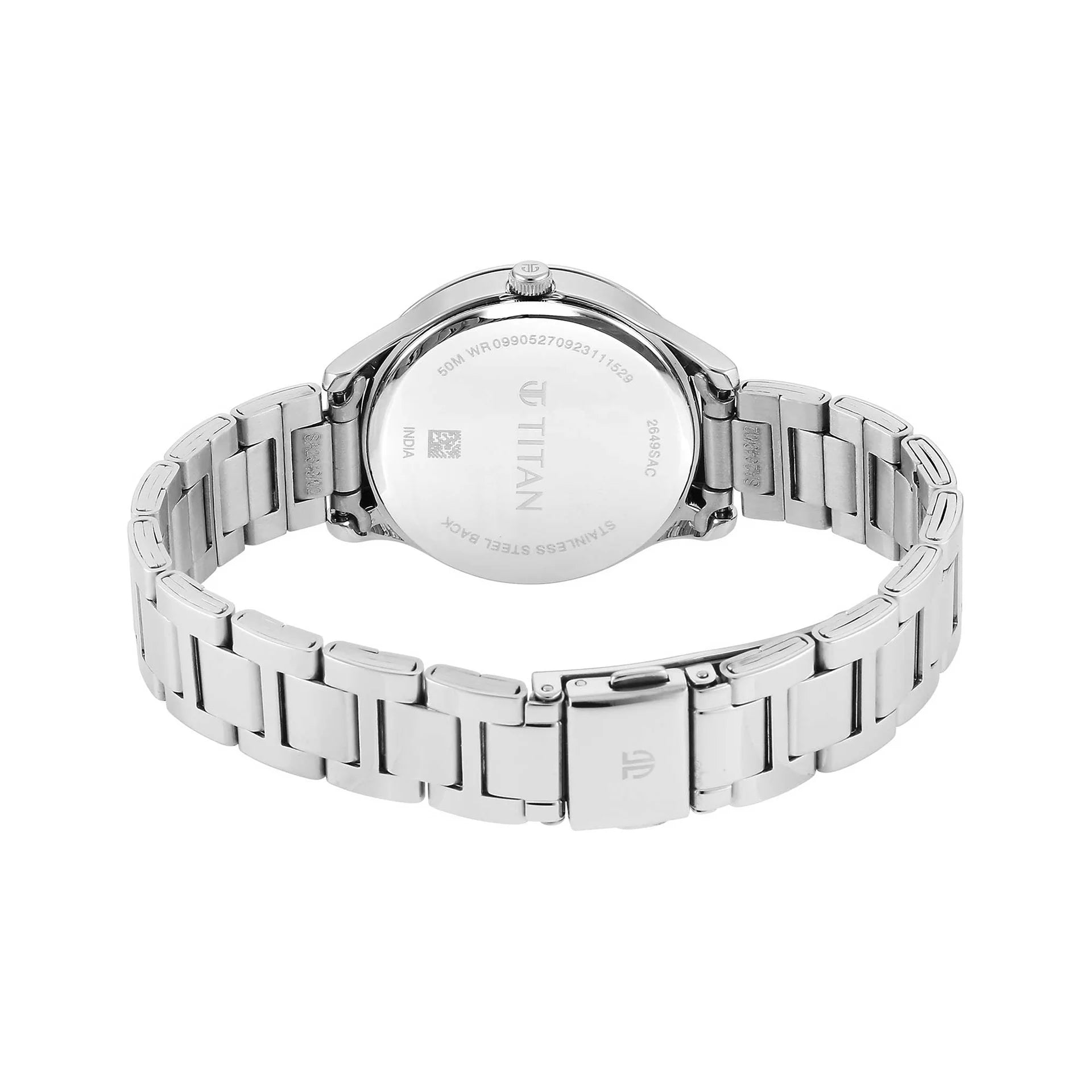 Titan Yin & Yang Women's Watch Analog Silver Dial With Silver Stainless steel Band, 2649SM03