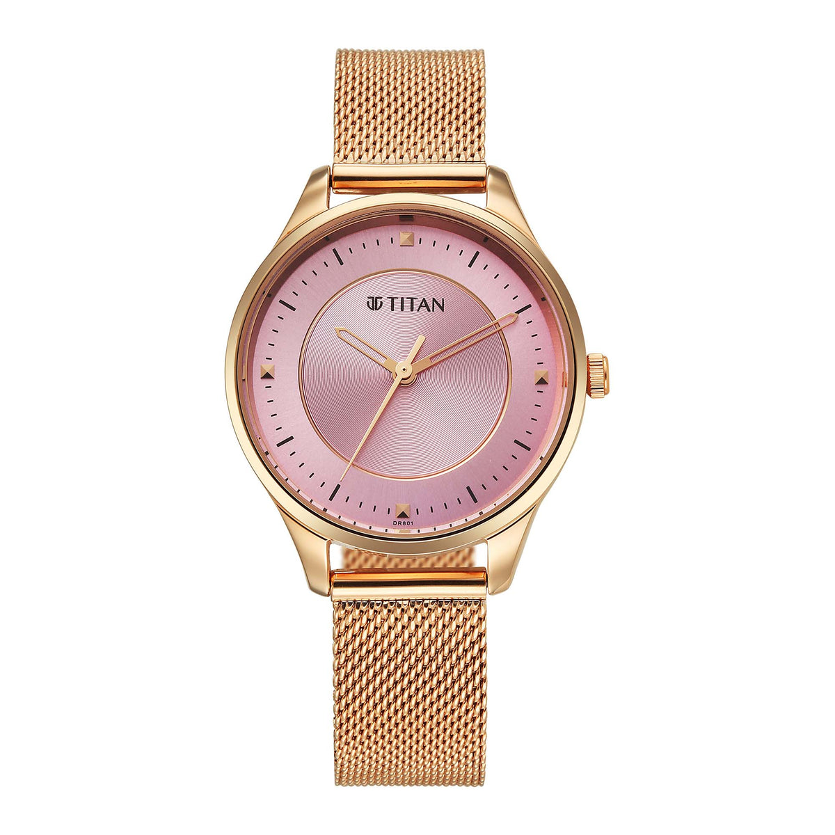 Titan Analog Women's Watch with Pink Dial and Silver Rose Gold Stainless Steel ,2649WM05