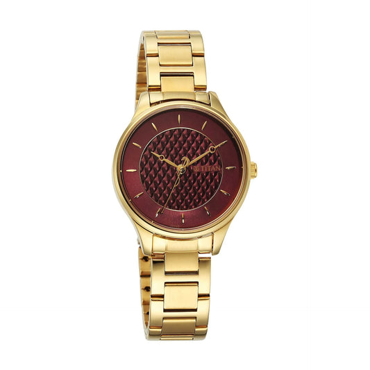Titan, Men's, Analog Watch, Gold Dial, with Stainless Steel Band, TI-2649YM01