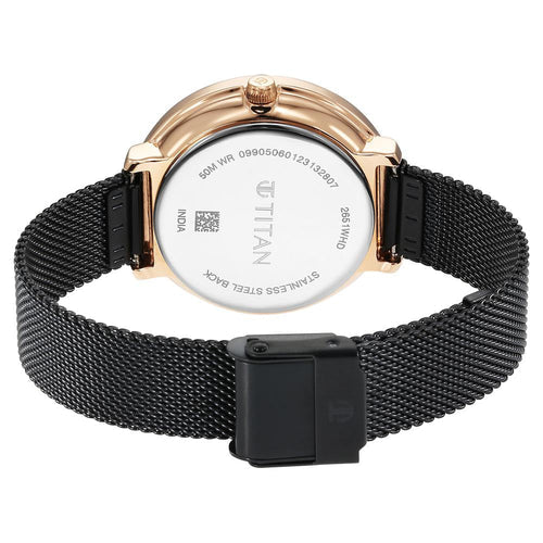 Titan Marhaba Women's Watch Analog Black Dial With Black Mesh Band, 2651KM07