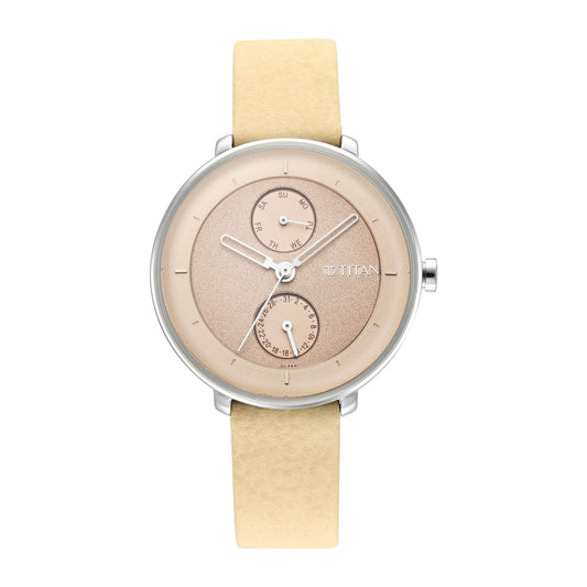 Titan, Women, Analog, Watch, Brown Dial, Leather Strap, 2651SL05