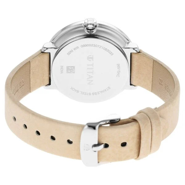 Titan Pastels Women's Watch Analog Brown Dial With Brown Leather Strap, 2651SL05