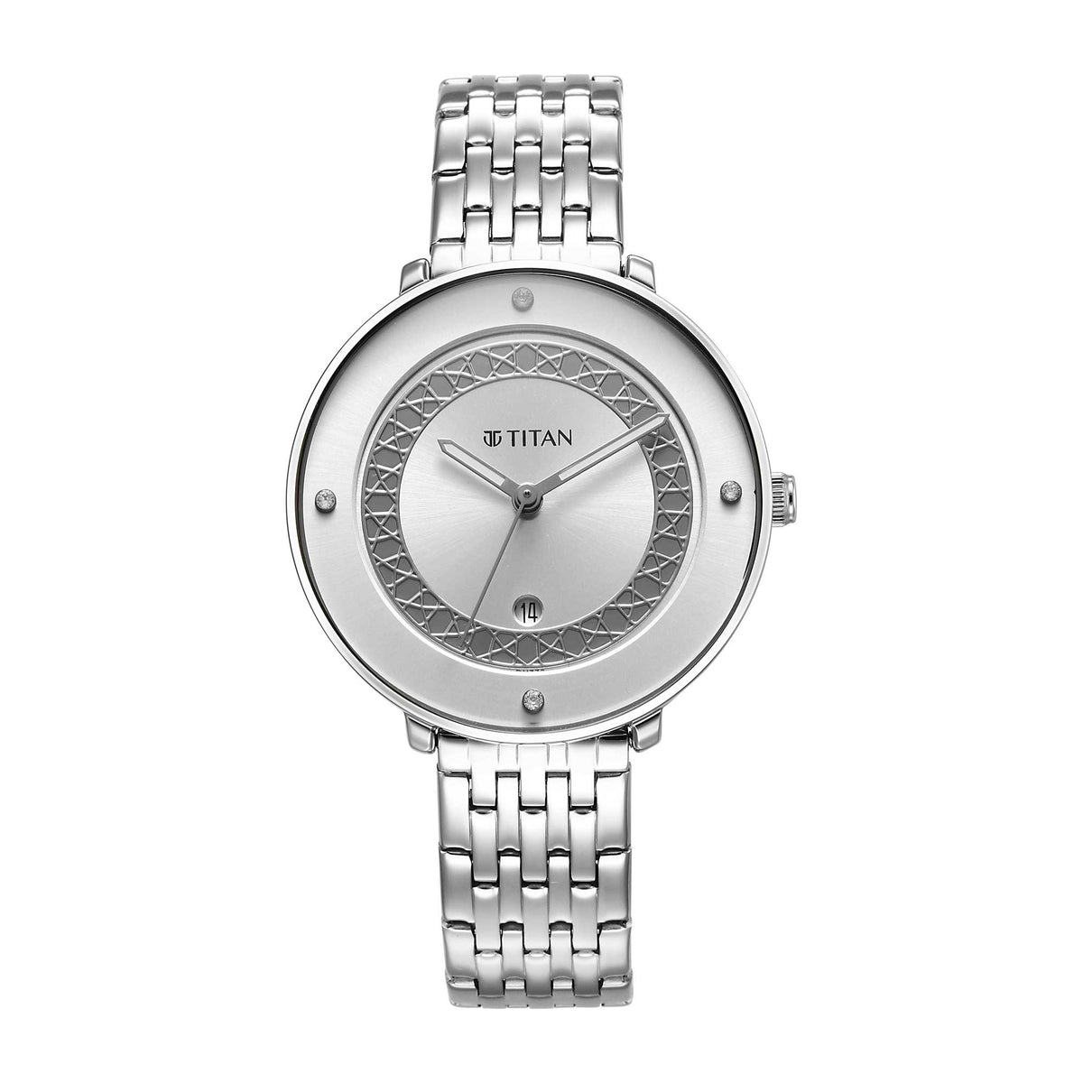 Titan Marhaba Collection Silver Dial Silver Metal Strap Watch for Women, 2651SM05