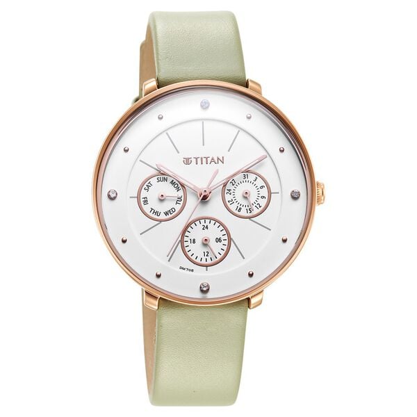 Titan Neo Women's Watch with Burgundy dial and Brass Solid Link Strap, 2651SM09