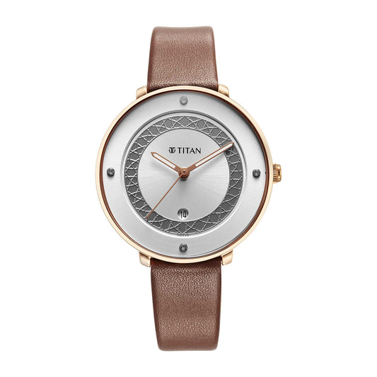 Titan, Women, Analog, Watch, Silver Dial, Leather Strap, 2651WL11