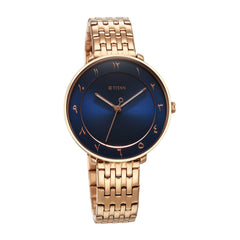 Titan Marhaba Collection Arabic Blue Dial Rose Gold Stainless Steel  Strap Watch for Women - view 2