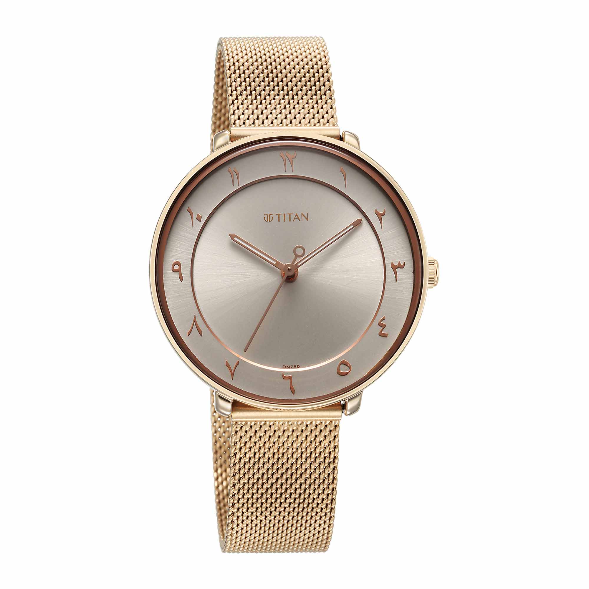 Titan Marhaba Arabic Brown Dial Gold Stainless Steel Strap Watch for Women, 2651WM09 - view 2