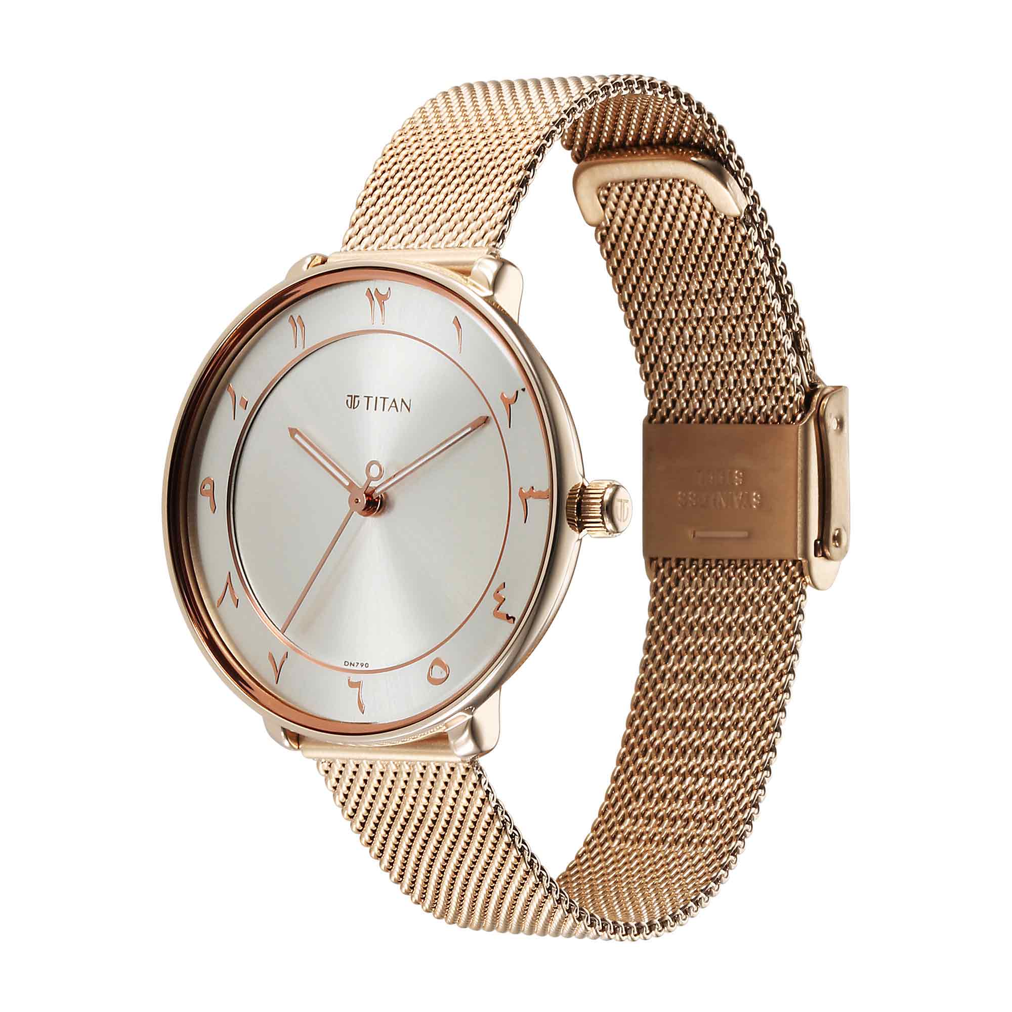 Titan Marhaba Arabic Brown Dial Gold Stainless Steel Strap Watch for Women, 2651WM09 - view 3