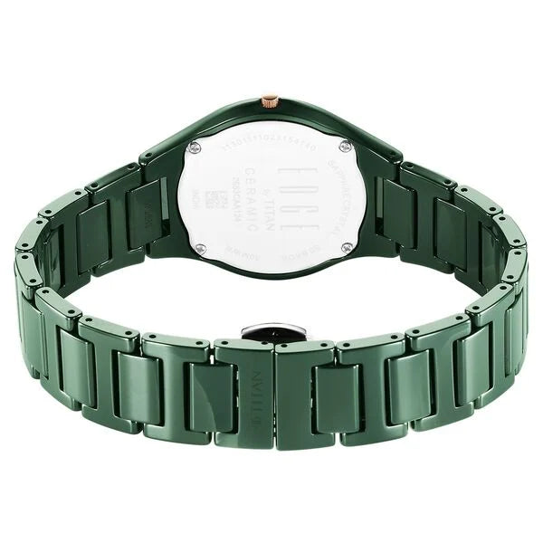 Titan Edge Women's Watch Bicolour Quartz Analog Green Dial With Green Ceramic Strap, 2653KC12