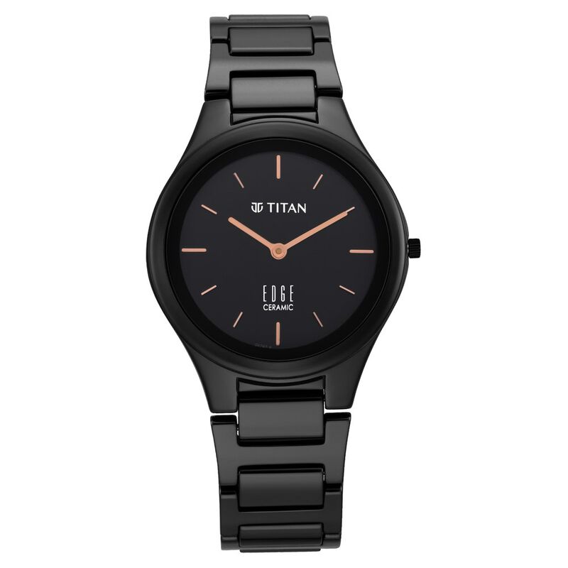 Titan Women's Edge Watch Analog Glossy Black Dial With Black Ceramic Band, 2653NC01