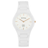 Titan Women's Edge Watch Ceramic Collection, White Dial White Ceramic Strap, 2653QC04