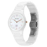 Titan Women's Edge Watch Ceramic Collection, White Dial White Ceramic Strap, 2653QC04
