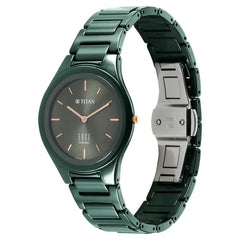 Titan, Women's Watch Edge Ceramic Collection, Green Dial Green Ceramic Strap, 2653QC06