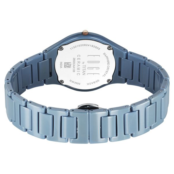 Titan Edge Ceramic Women's Watch Analog Blue Dial with Blue Ceramic Band, 2653QC07