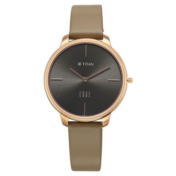 Titan Edge Analog Women's Watch With Black Dial and Black Leather Strap,2654WL01