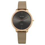 Titan Edge Analog Women's Watch With Black Dial and Black Leather Strap,2654WL01