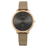 Titan Quartz Analog Men's Watch with Date and black Dial with brown leather strap Strap, 2654WL01