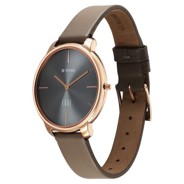Titan Quartz Analog Men's Watch with Date and black Dial with brown leather strap Strap, 2654WL01