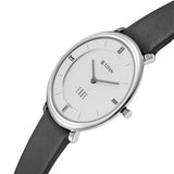 Titan Women's Edge Watch Analog White Dial with Black Leather Strap, 2655SL01