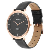 Titan Women's Edge Watch Analog Black Dial With Black Leather Strap, 2655WL01