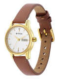 Titan Women's Watch Analog White Dial With Tan Leather Strap, 2656YL01