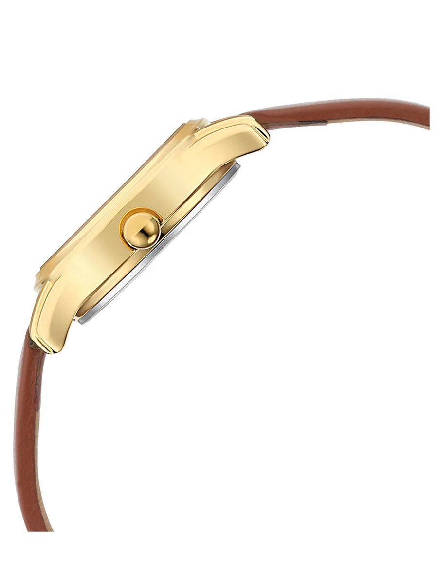Titan Women's Watch Analog White Dial With Tan Leather Strap, 2656YL01