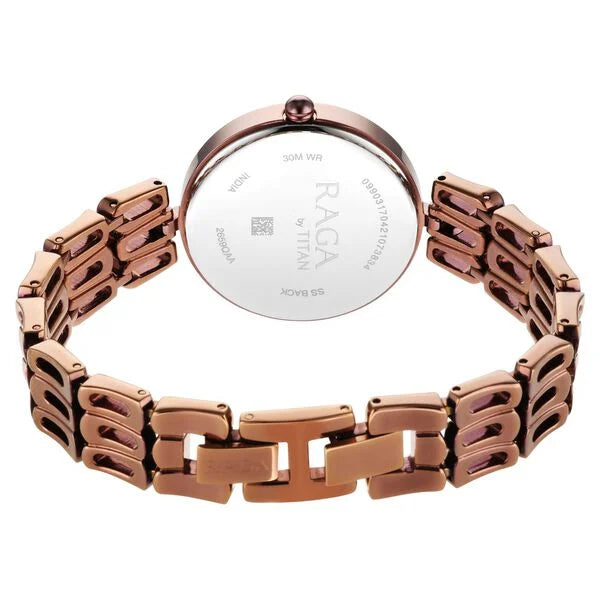 Titan Raga Chic Women's Watch Analog Mother Of Pearl Dial with Brown Stainless Steel Band, 2659QM01