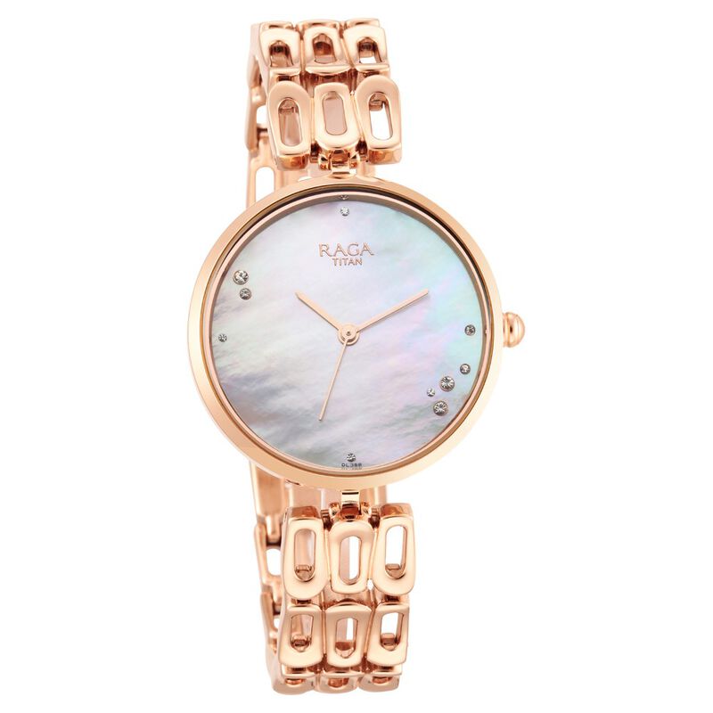 Titan Raga Chic Women's Watch Mother Of Pearl Dial With Rose Gold Metal Band, 2659WM01