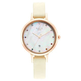 Titan Women's Watch Raga Mother of Pearl Dial Beige Leather Strap Watch, 2666WL03