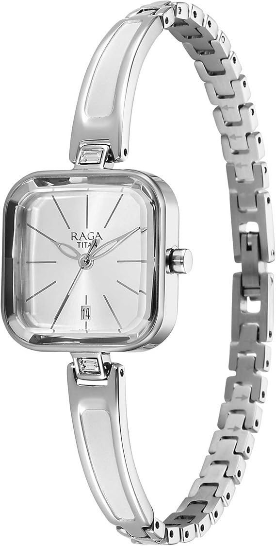Titan Raga Women's Watch Silver Dial With Silver Metal Strap,2607SM02