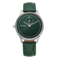 Titan Yin & Yang Women's Watch Analog Green Dial With Green Leather Strap, 2670SL05