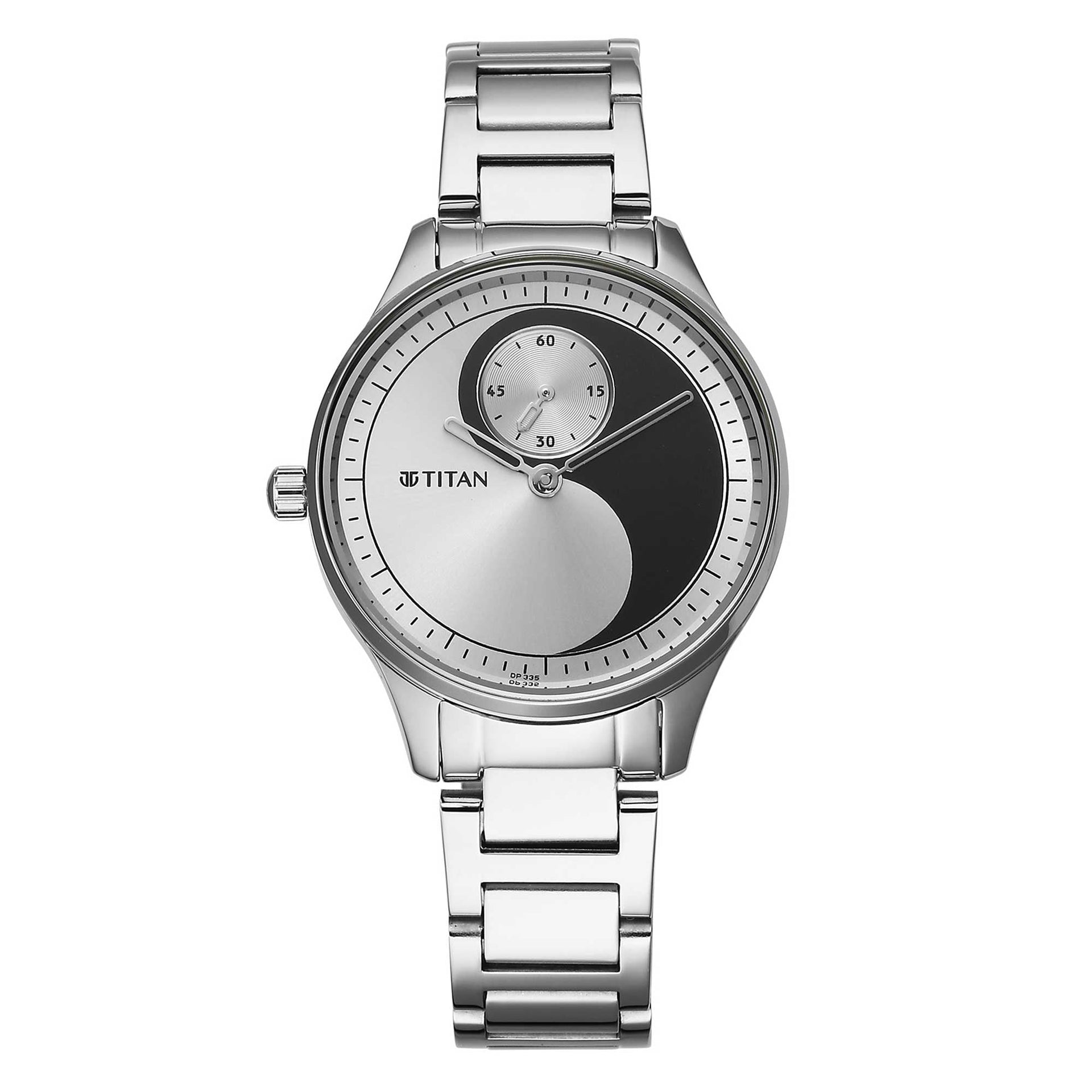 Titan Yin & Yang Women's Watch Analog Black Dial With Silver Stainless Steel Band, 2670SM12