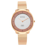 Titan Women's Edge Watch Analog Rose Gold Dial with Rose Gold Mesh Band, 2677WM01