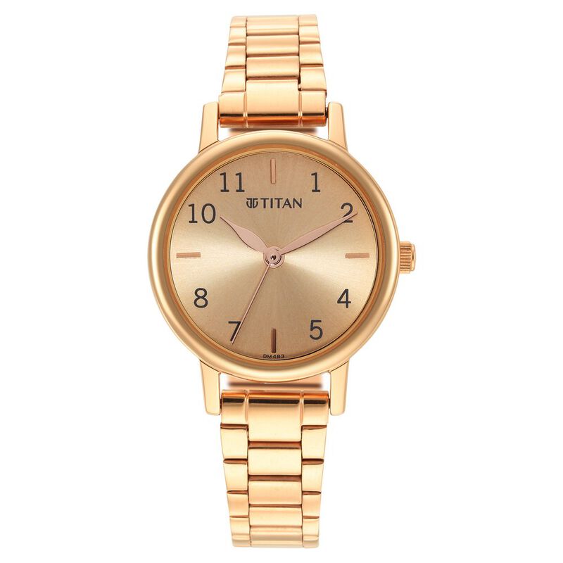 Titan Karishma Analog Women's Watch, Rose Gold Dial Stainless Steel Strap, 2678WM01